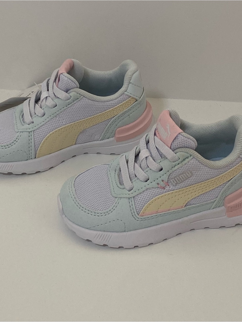 Puma Kids Pastel Mesh & Suede Sneaker - Pink, Mint, Cream - Sz 6C